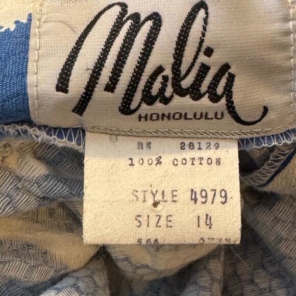 Vtg Malia Honolulu Size 14 Blue White Floral Print Adjustable Strap Maxi Dress - Picture 9 of 10